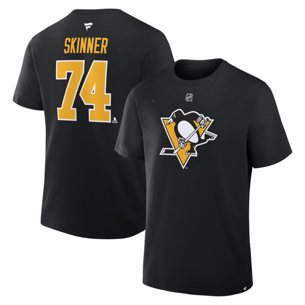 NHL Stuart Skinner Pittsburgh Penguins Fanatics Authentic Stack Name & Number T-Shirt - Black
