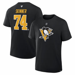 NHL Stuart Skinner Pittsburgh Penguins Fanatics Authentic Stack Name & Number T-Shirt - Black