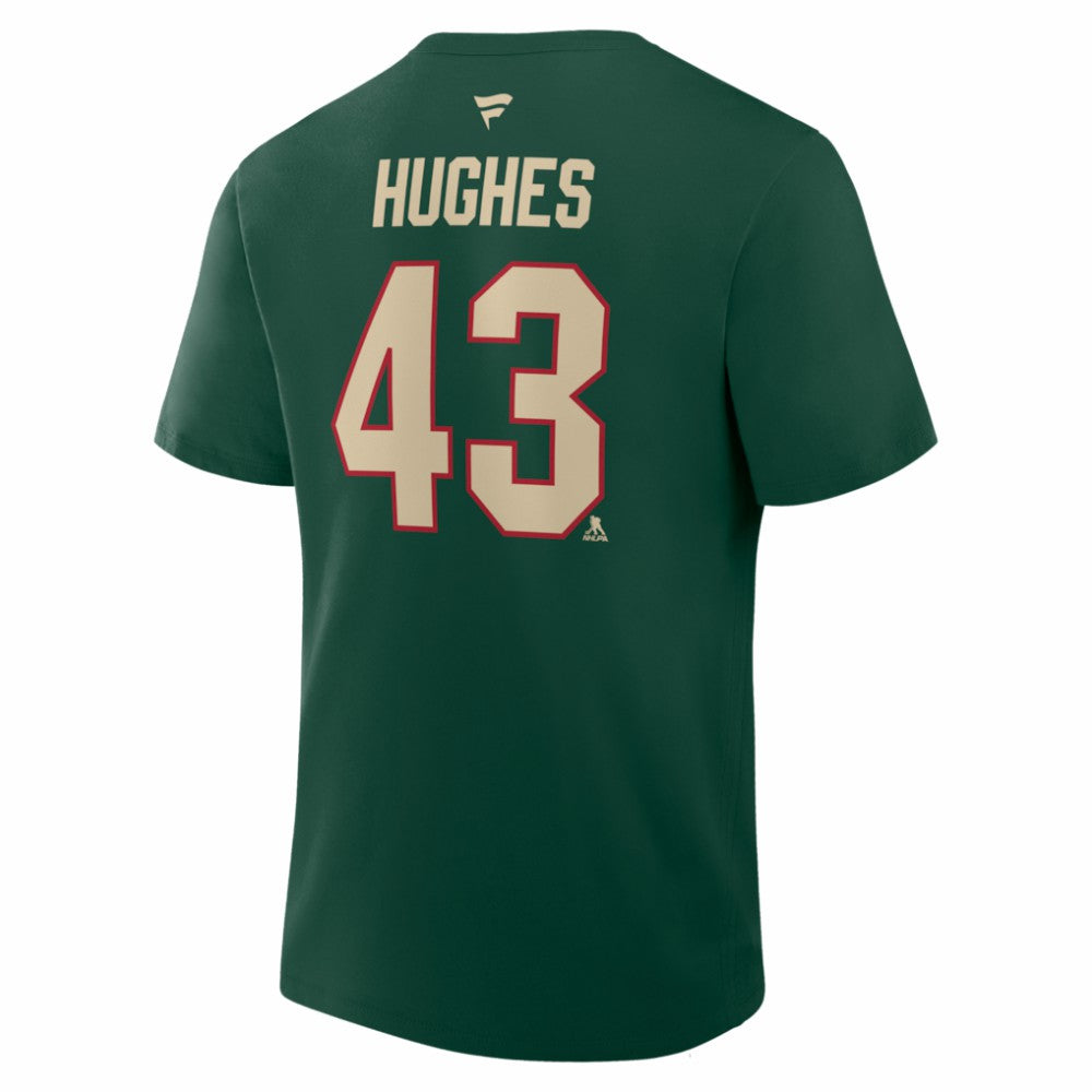 NHL Quinn Hughes Minnesota Wild Fanatics Authentic Stack Name & Number T-Shirt - Green