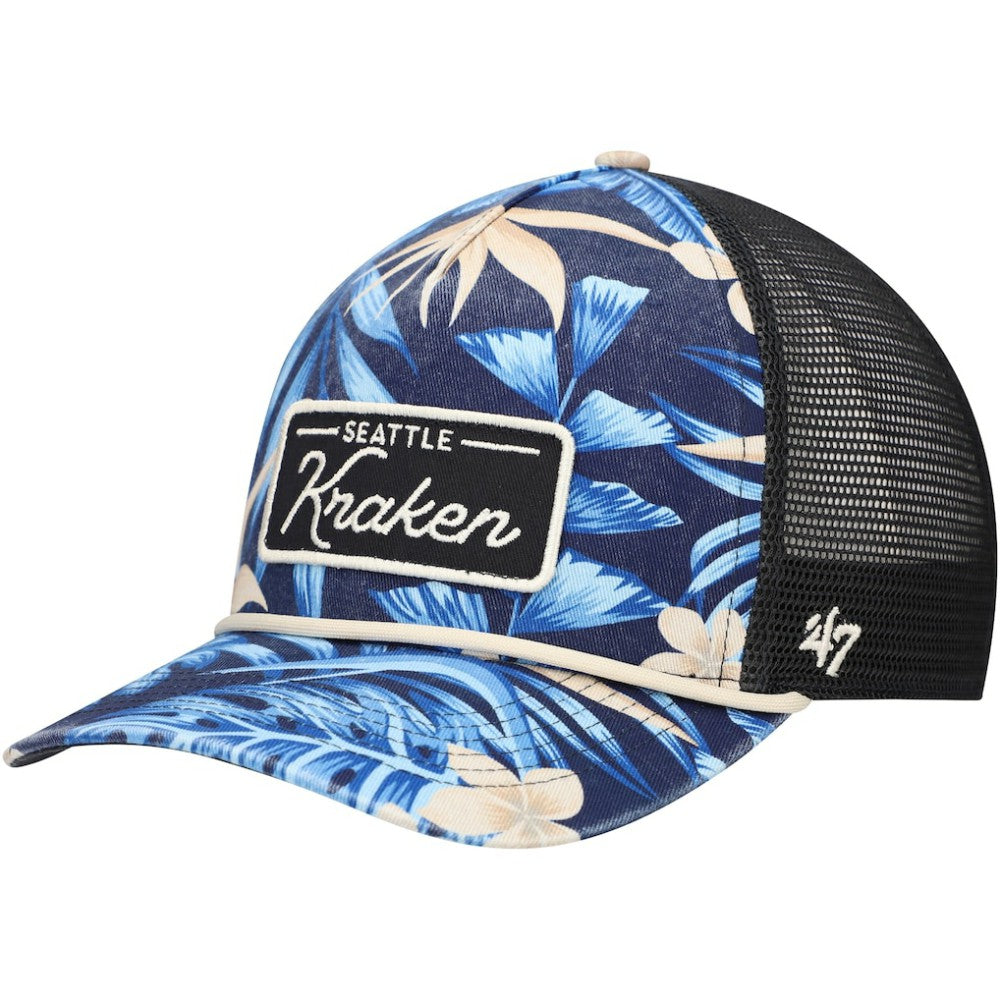 NHL Seattle Kraken '47 Tropicalia Allover Print Trucker Adjustable Hat - Navy