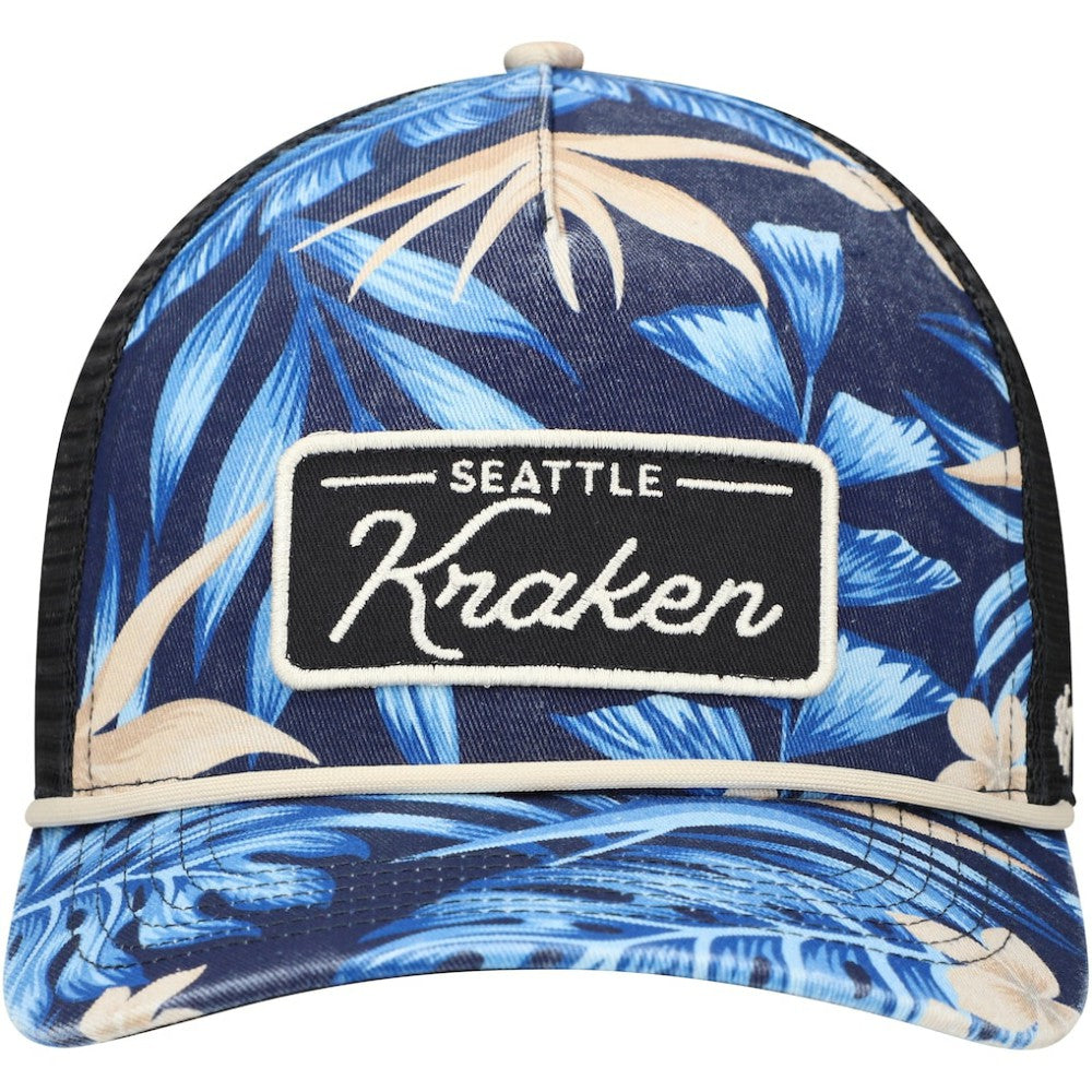 NHL Seattle Kraken '47 Tropicalia Allover Print Trucker Adjustable Hat - Navy