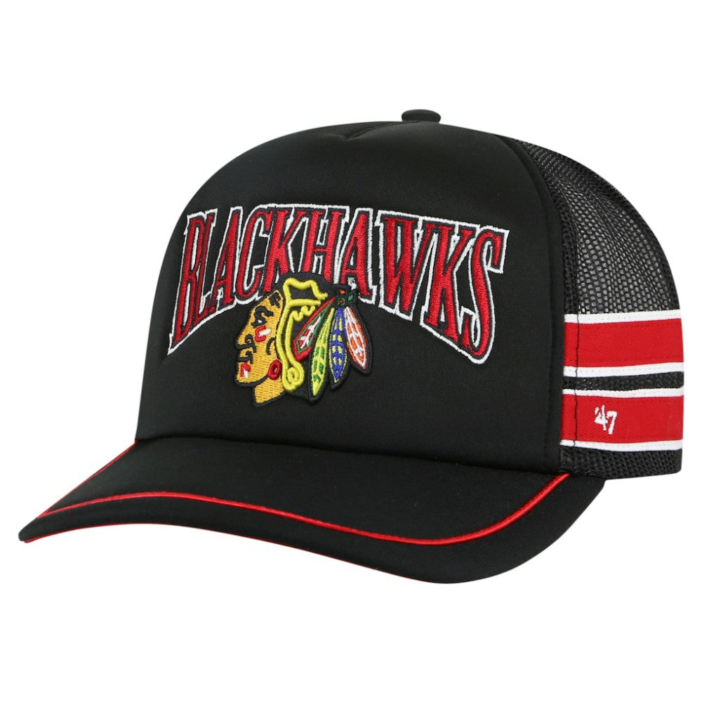 NHL Chicago Blackhawks '47 Sideband Stripes Trucker Snapback Hat - Black
