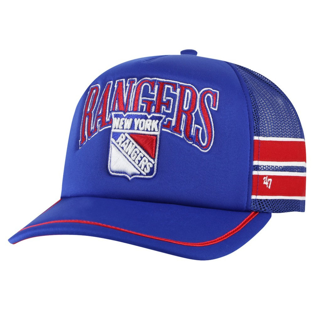 NHL New York Rangers '47 Sideband Stripes Trucker Snapback Hat - Blue