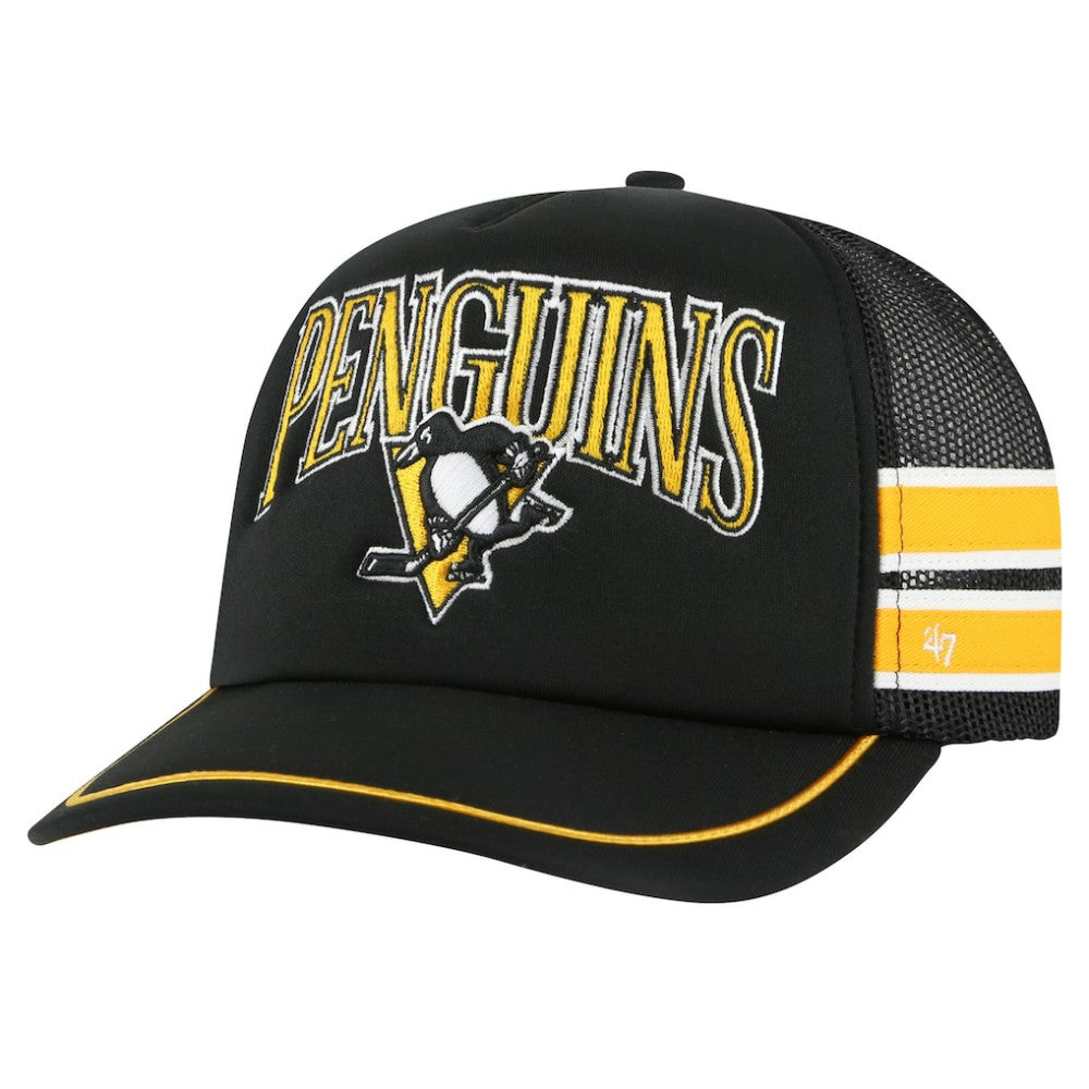 NHL Pittsburgh Penguins '47 Sideband Stripes Trucker Snapback Hat - Black