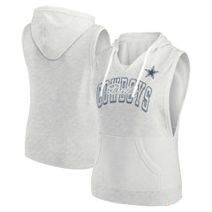 Dallas Cowboys Women's Lounge Script Sleeveless V-Neck Pullover Hoodie Oatmeal