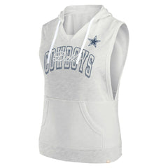 Dallas Cowboys Women's Lounge Script Sleeveless V-Neck Pullover Hoodie Oatmeal