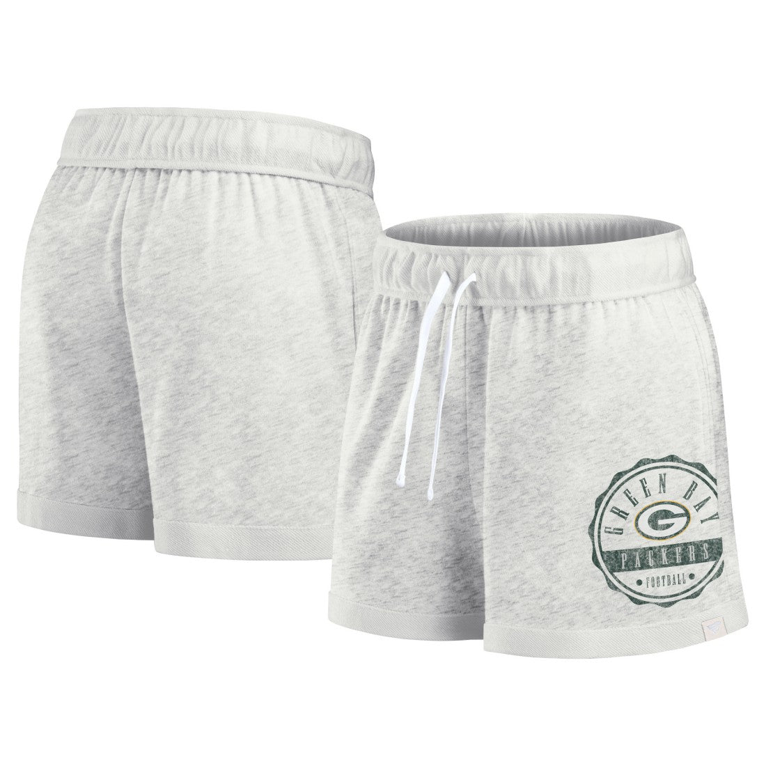 Green Bay Packers Women's Vintage Badge Shorts Oatmeal