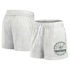 Green Bay Packers Women's Vintage Badge Shorts Oatmeal