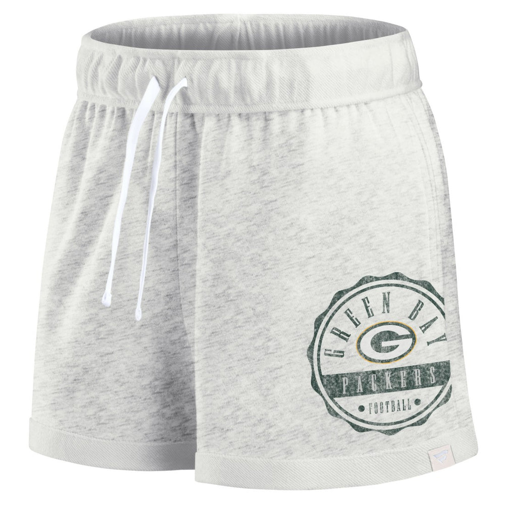 Green Bay Packers Women's Vintage Badge Shorts Oatmeal