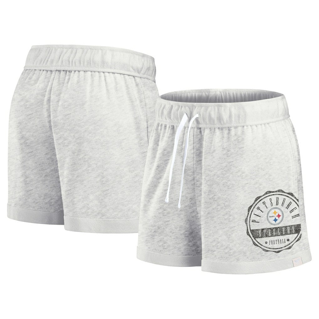 Pittsburgh Steelers Women's Vintage Badge Shorts Oatmeal