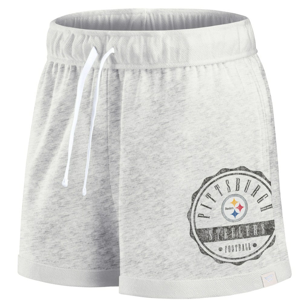 Pittsburgh Steelers Women's Vintage Badge Shorts Oatmeal