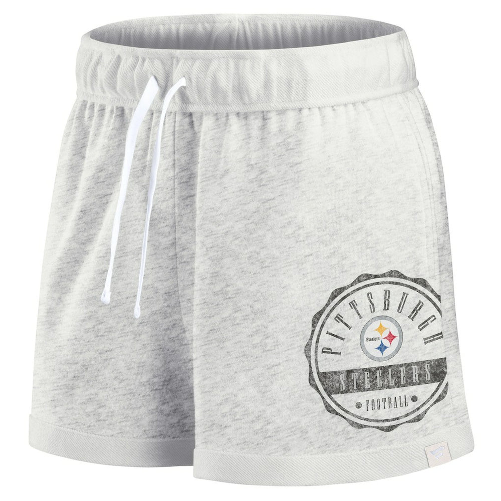 Pittsburgh Steelers Women's Vintage Badge Shorts Oatmeal