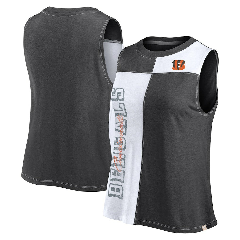 Cincinnati Bengals FanaticsWomen's Script Color Block Tank Top Black/White