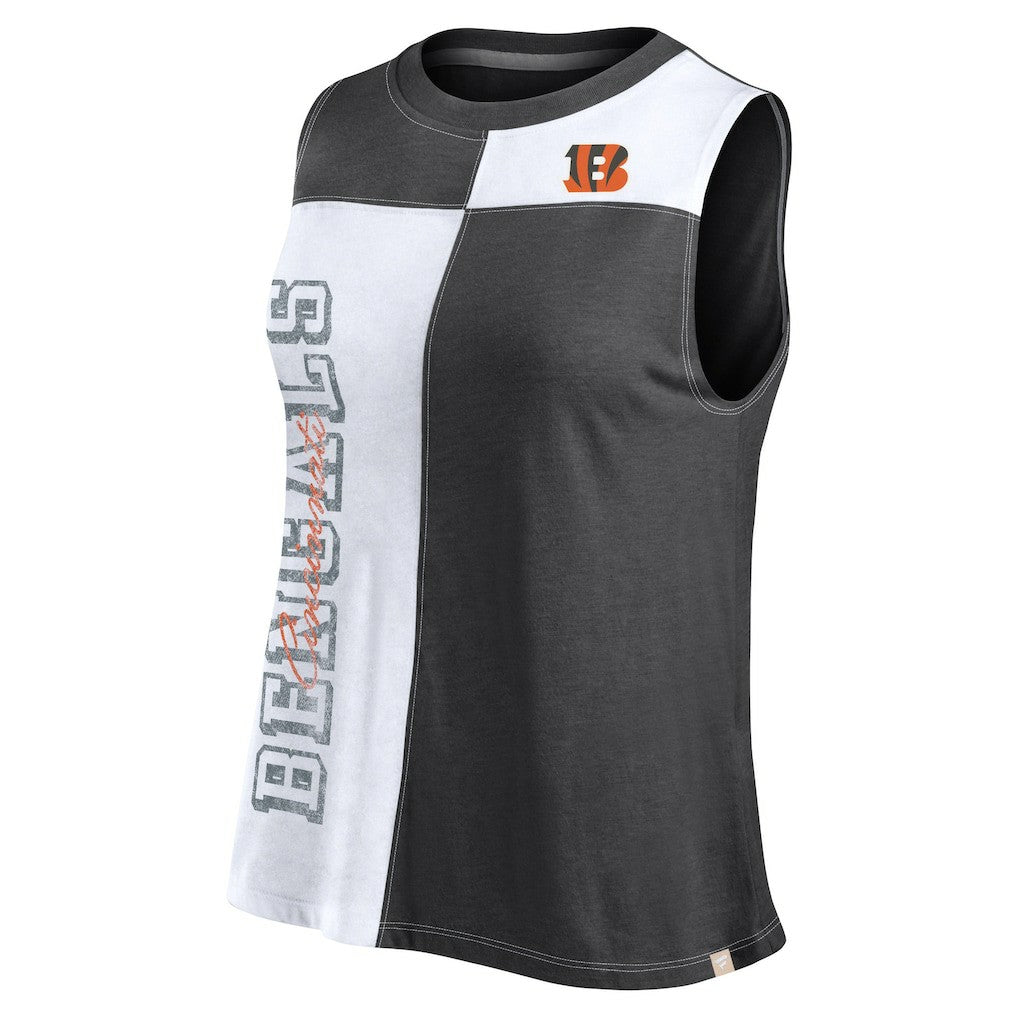 Cincinnati Bengals FanaticsWomen's Script Color Block Tank Top Black/White