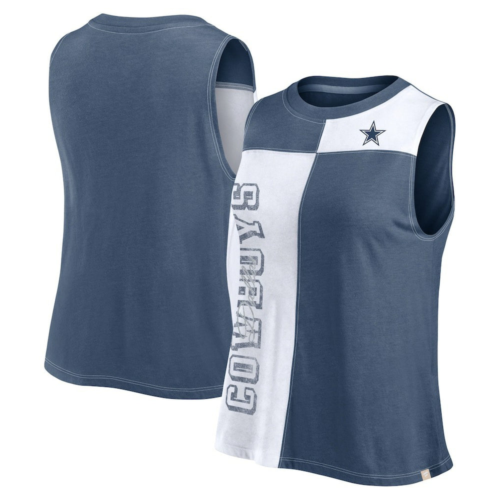 Dallas Cowboys FanaticsWomen's Script Color Block Tank Top Navy/White