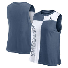 Dallas Cowboys FanaticsWomen's Script Color Block Tank Top Navy/White