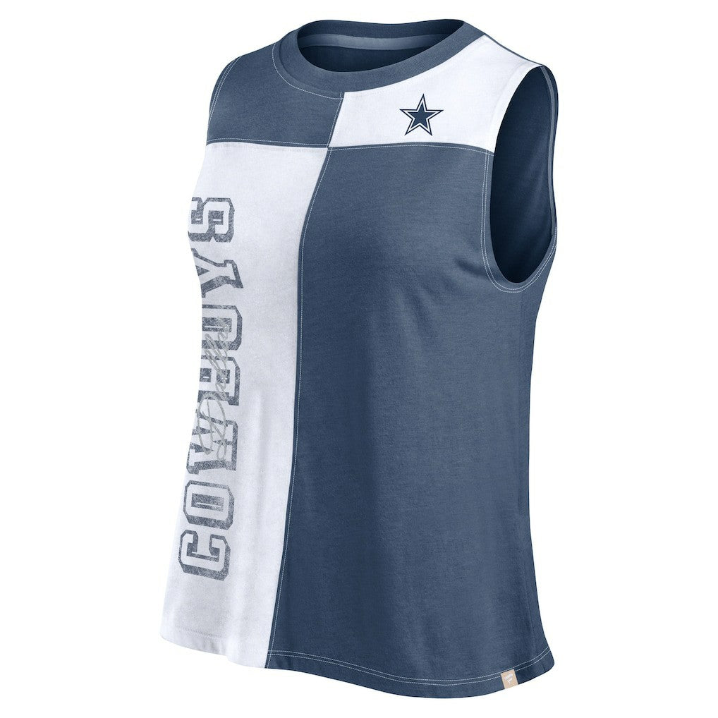Dallas Cowboys FanaticsWomen's Script Color Block Tank Top Navy/White