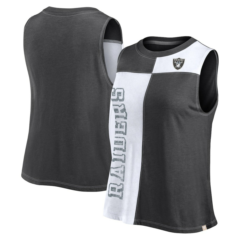 Las Vegas Raiders FanaticsWomen's Script Color Block Tank Top Black/White