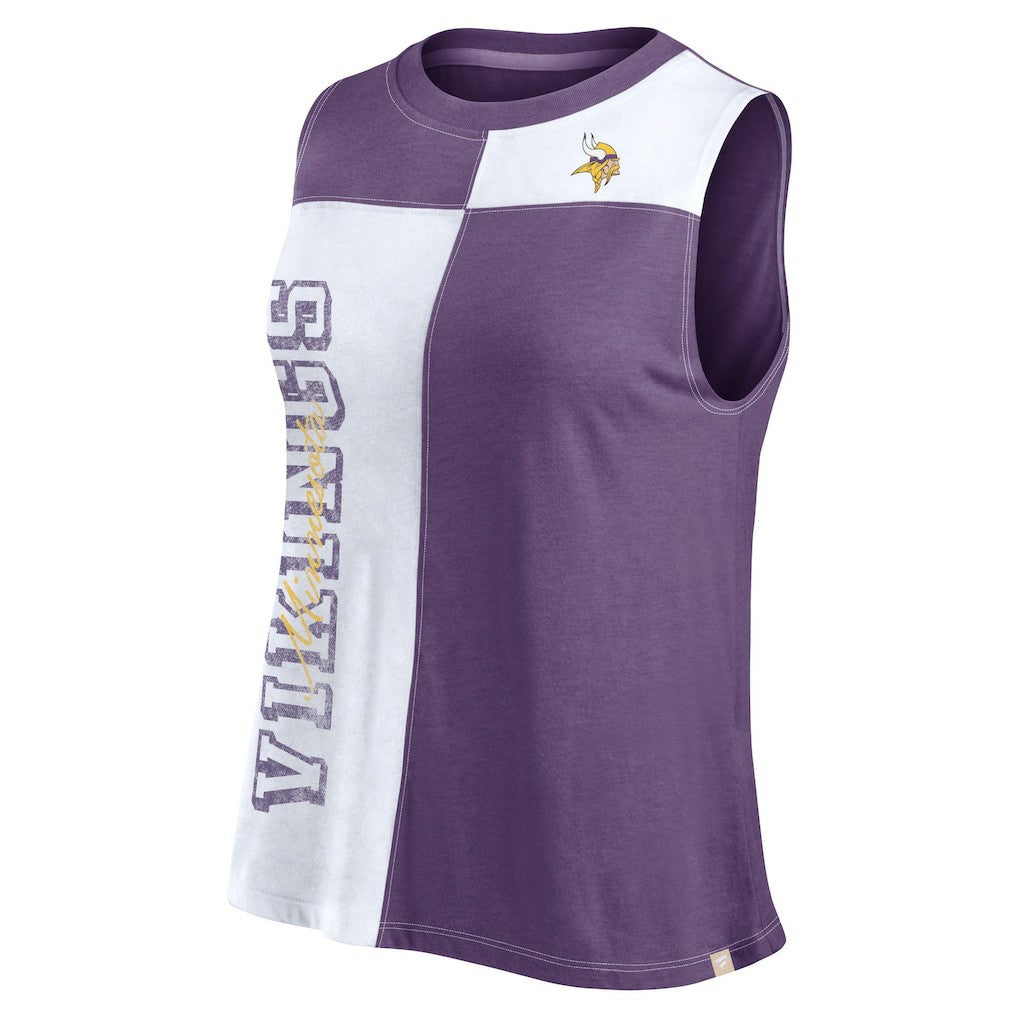 Minnesota Vikings FanaticsWomen's Script Color Block Tank Top Purple/White