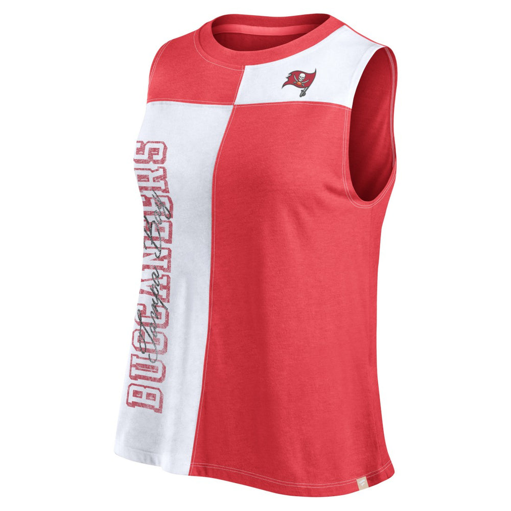 Tampa Bay Buccaneers FanaticsWomen's Script Color Block Tank Top Red/White