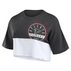 Atlanta Falcons Women's Boxy Color Split Cropped T-Shirt Black/White