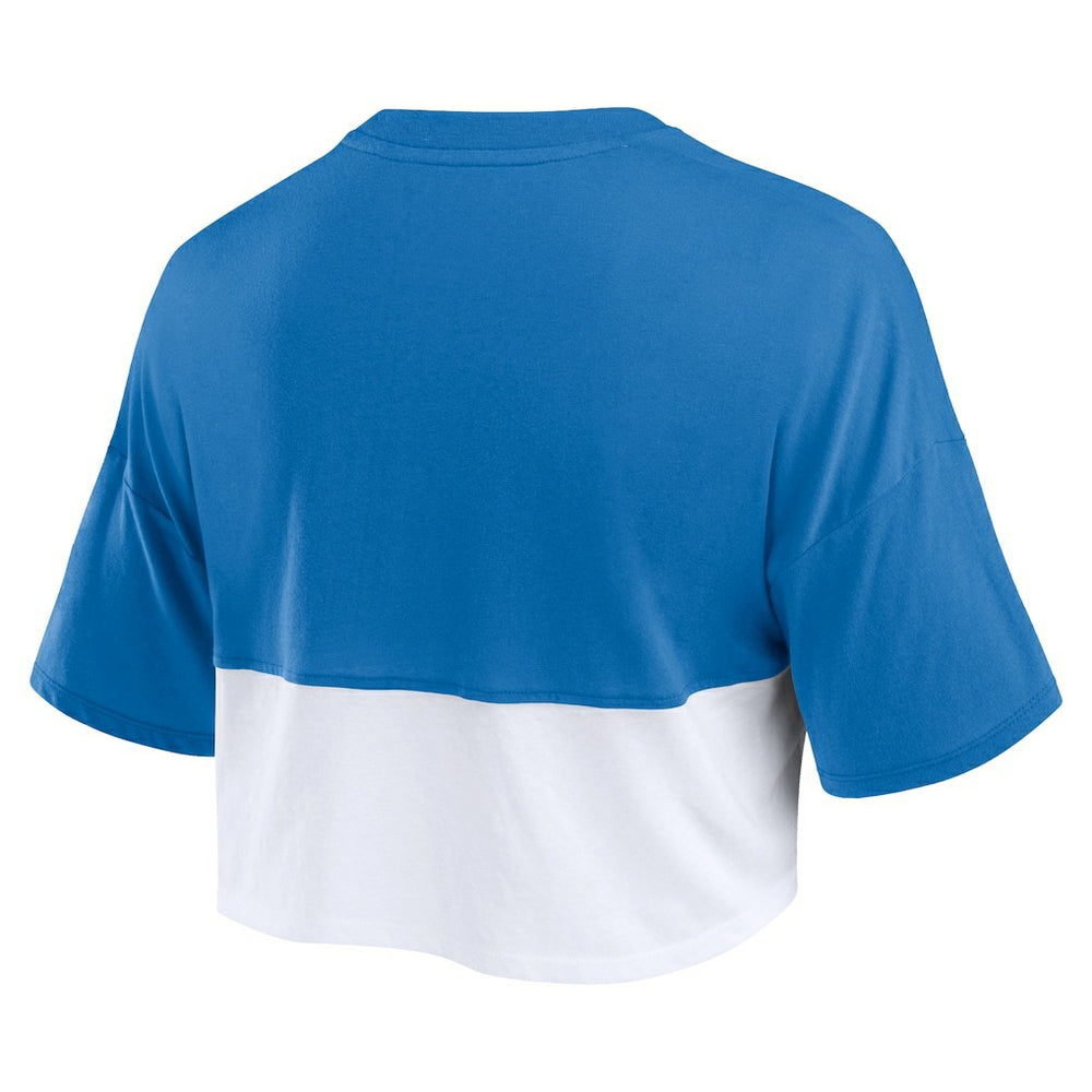 Buffalo Bills Women's Boxy Color Split Cropped T-Shirt Royal/White