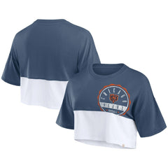 Chicago Bears Women's Boxy Color Split Cropped T-Shirt Navy/White