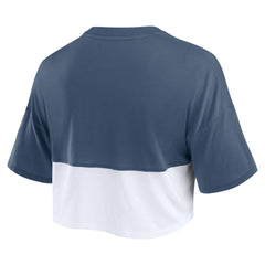 Dallas Cowboys Women's Boxy Color Split Cropped T-Shirt Navy/White