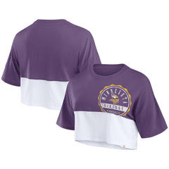 Minnesota Vikings Women's Boxy Color Split Cropped T-Shirt Purple/White