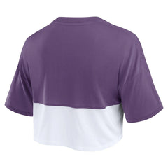 Minnesota Vikings Women's Boxy Color Split Cropped T-Shirt Purple/White