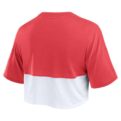 San Francisco 49ers Women's Boxy Color Split Cropped T-Shirt Scarlet/White