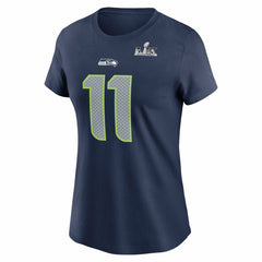Jaxon Smith-Njigba Seattle Seahawks Women's Super Bowl LX Patch Name & Number T-Shirt College Navy