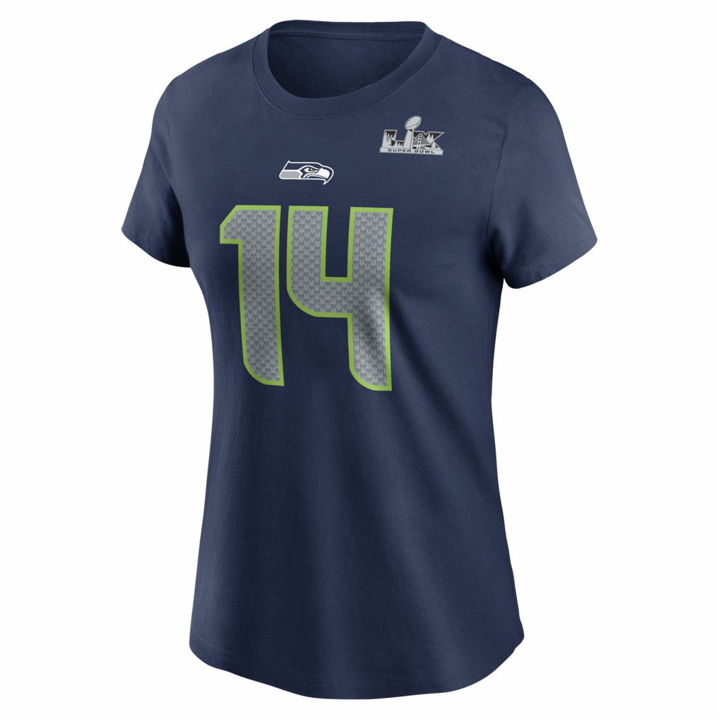 Sam Darnold Seattle Seahawks Women's Super Bowl LX Patch Name & Number T-Shirt College Navy
