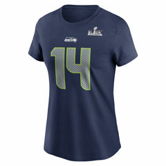 Sam Darnold Seattle Seahawks Women's Super Bowl LX Patch Name & Number T-Shirt College Navy