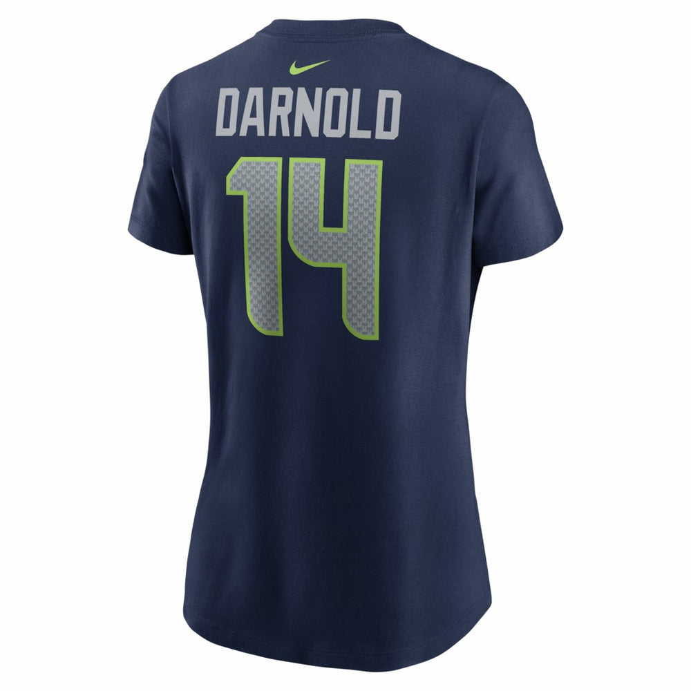 Sam Darnold Seattle Seahawks Women's Super Bowl LX Patch Name & Number T-Shirt College Navy