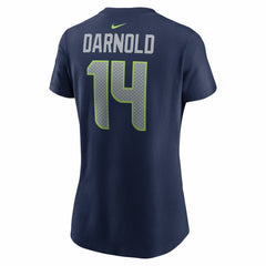Sam Darnold Seattle Seahawks Women's Super Bowl LX Patch Name & Number T-Shirt College Navy