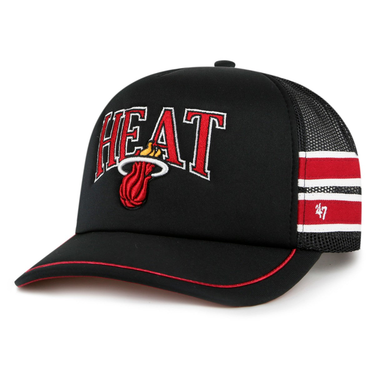 Miami Heat '47 Sidebrand Stripes Trucker Adjustable Hat Black