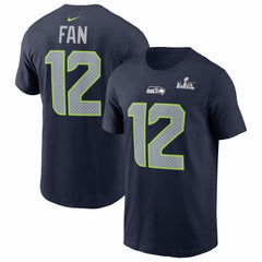 12s Seattle Seahawks Super Bowl LX Patch Name & Number T-Shirt College Navy