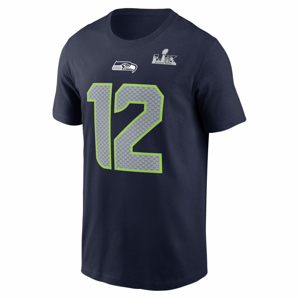 12s Seattle Seahawks Super Bowl LX Patch Name & Number T-Shirt College Navy