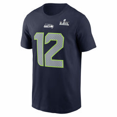 12s Seattle Seahawks Super Bowl LX Patch Name & Number T-Shirt College Navy