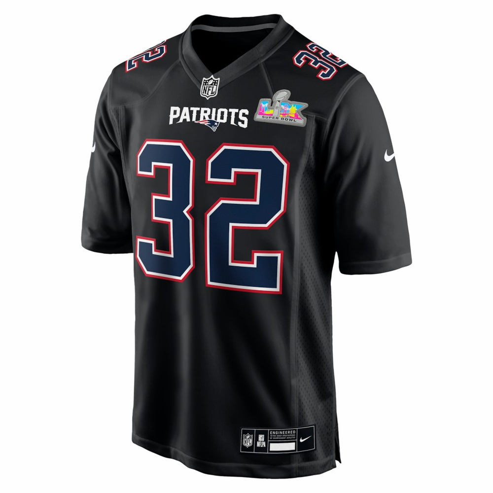 NFL TreVeyon Henderson New England Patriots Super Bowl LX Patch Carbon Fashion Game Jersey - Black