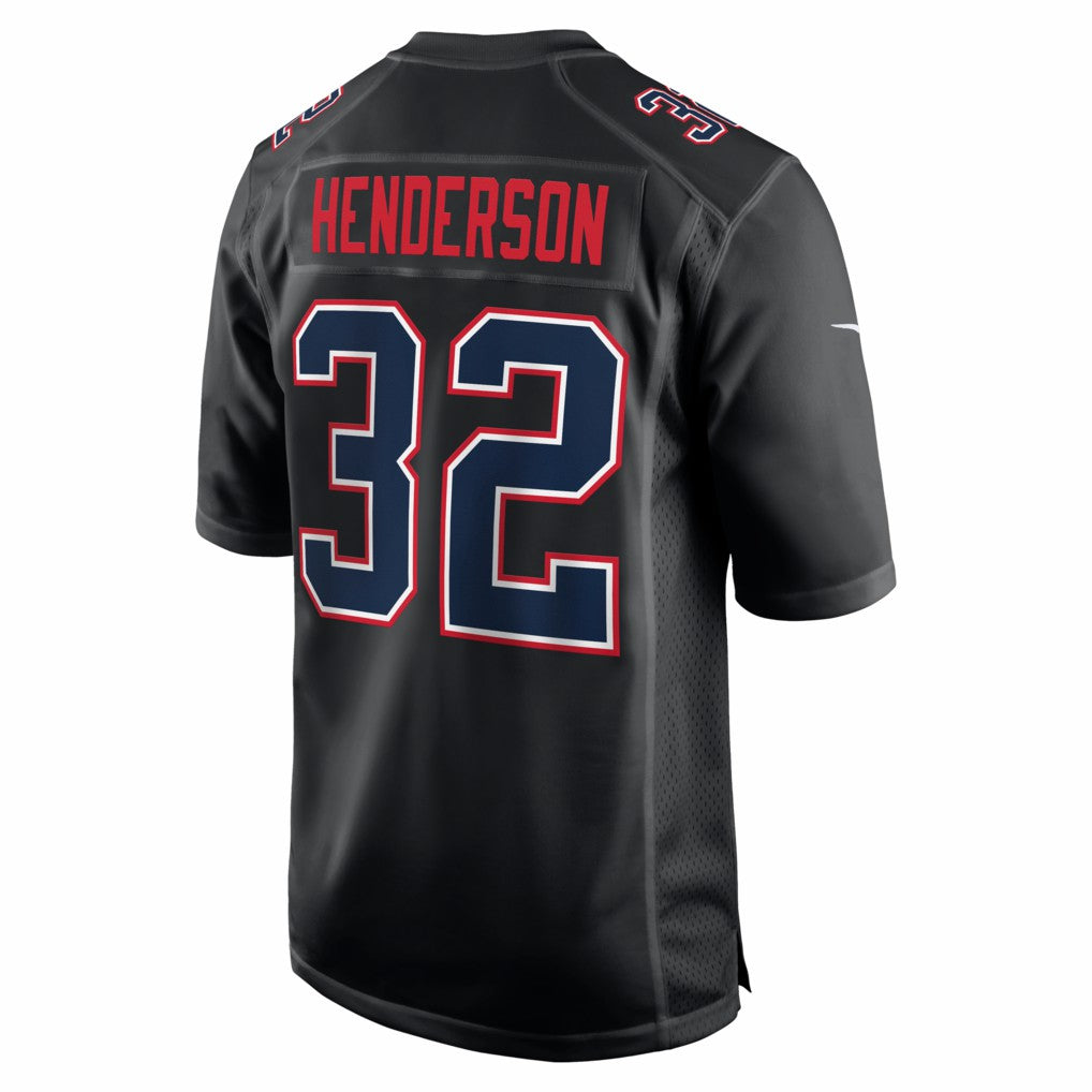 NFL TreVeyon Henderson New England Patriots Super Bowl LX Patch Carbon Fashion Game Jersey - Black