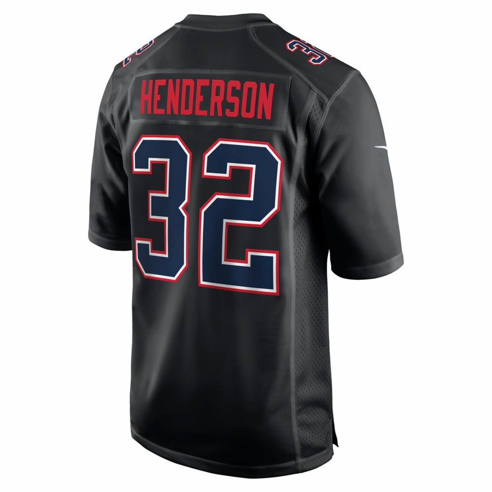 NFL TreVeyon Henderson New England Patriots Super Bowl LX Patch Carbon Fashion Game Jersey - Black