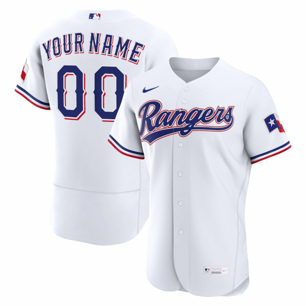 Texas Rangers Nike Home Authentic Custom Jersey - White Jerseys