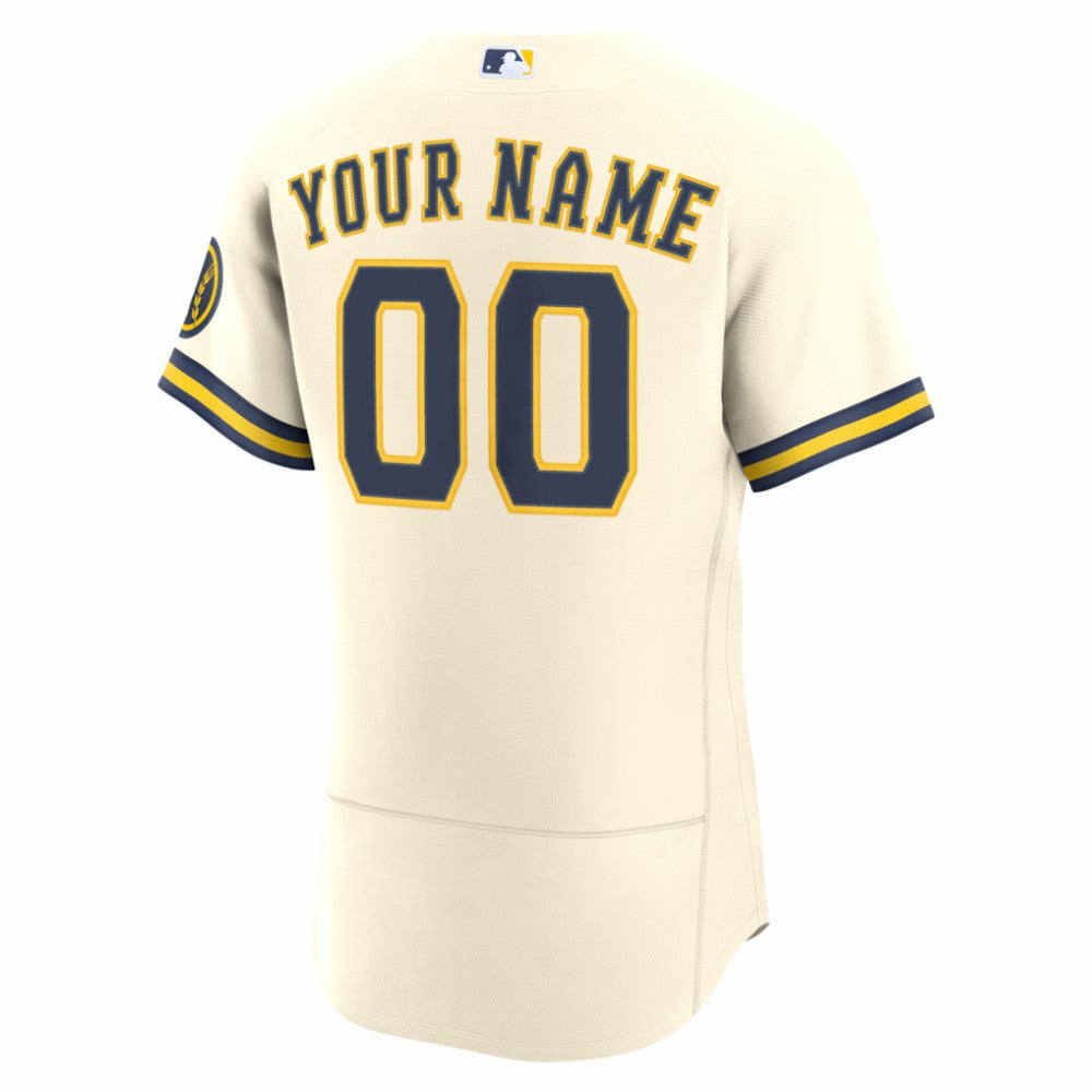 Milwaukee Brewers Nike Home Authentic Custom Jersey - Cream Jerseys