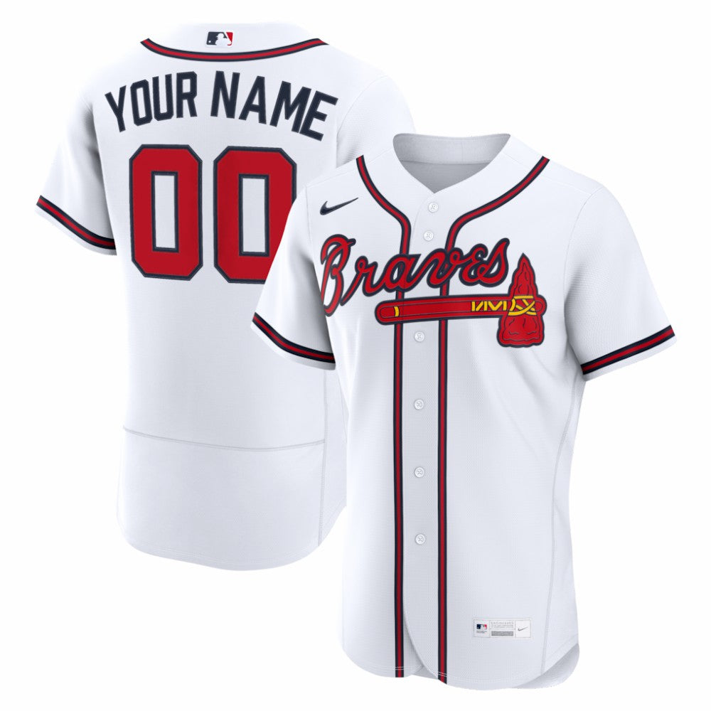 Atlanta Braves Nike Home Authentic Custom Jersey - White Jerseys