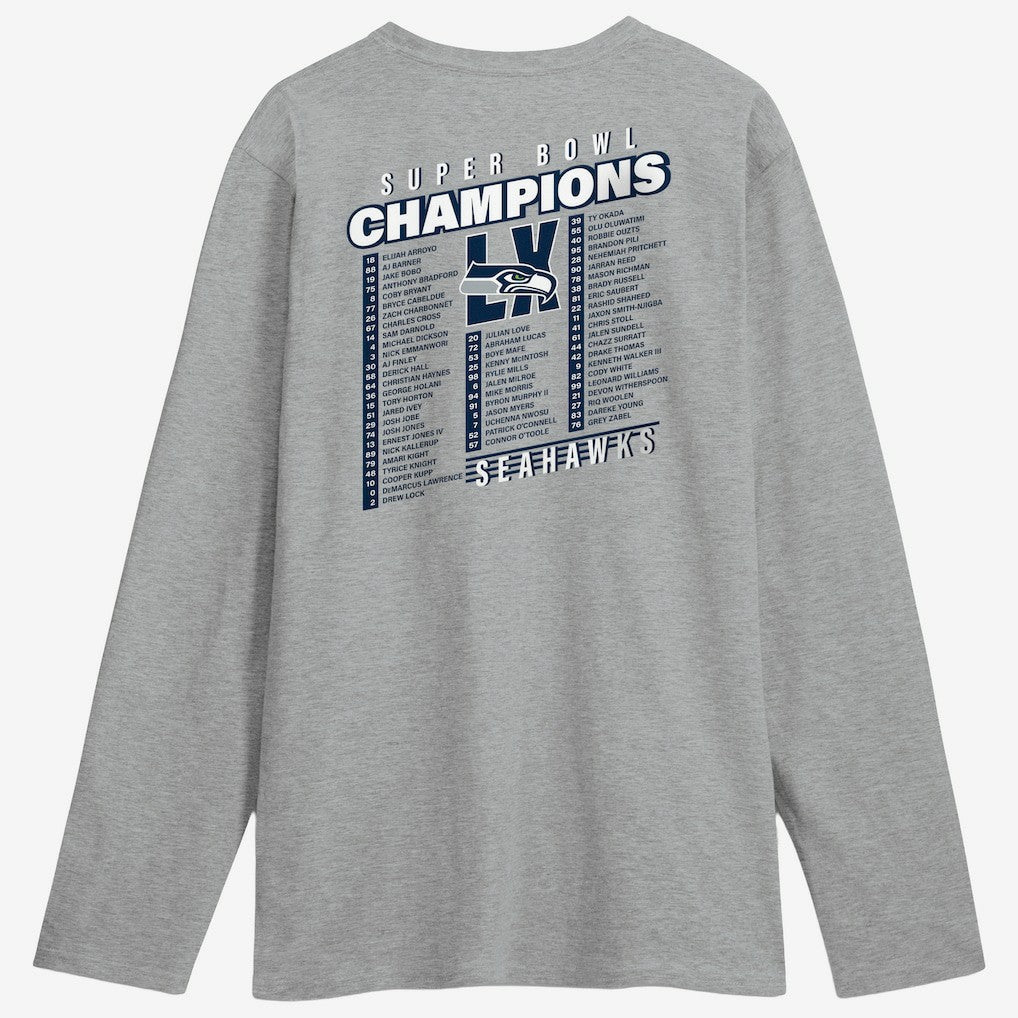 Seattle Seahawks Super Bowl LX Champions Best Teammates Roster Long Sleeve T-Shirt Steel
