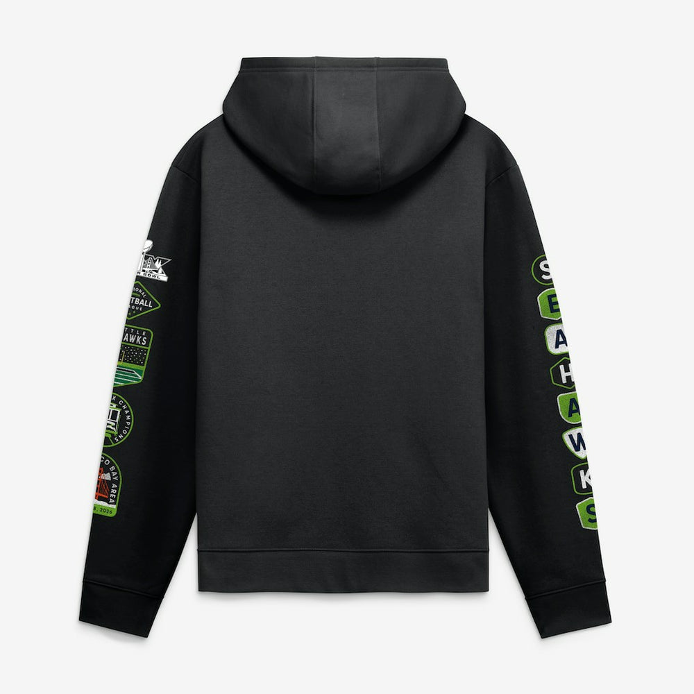 Seattle Seahawks Super Bowl LX Champions Banner Year Hoodie Black