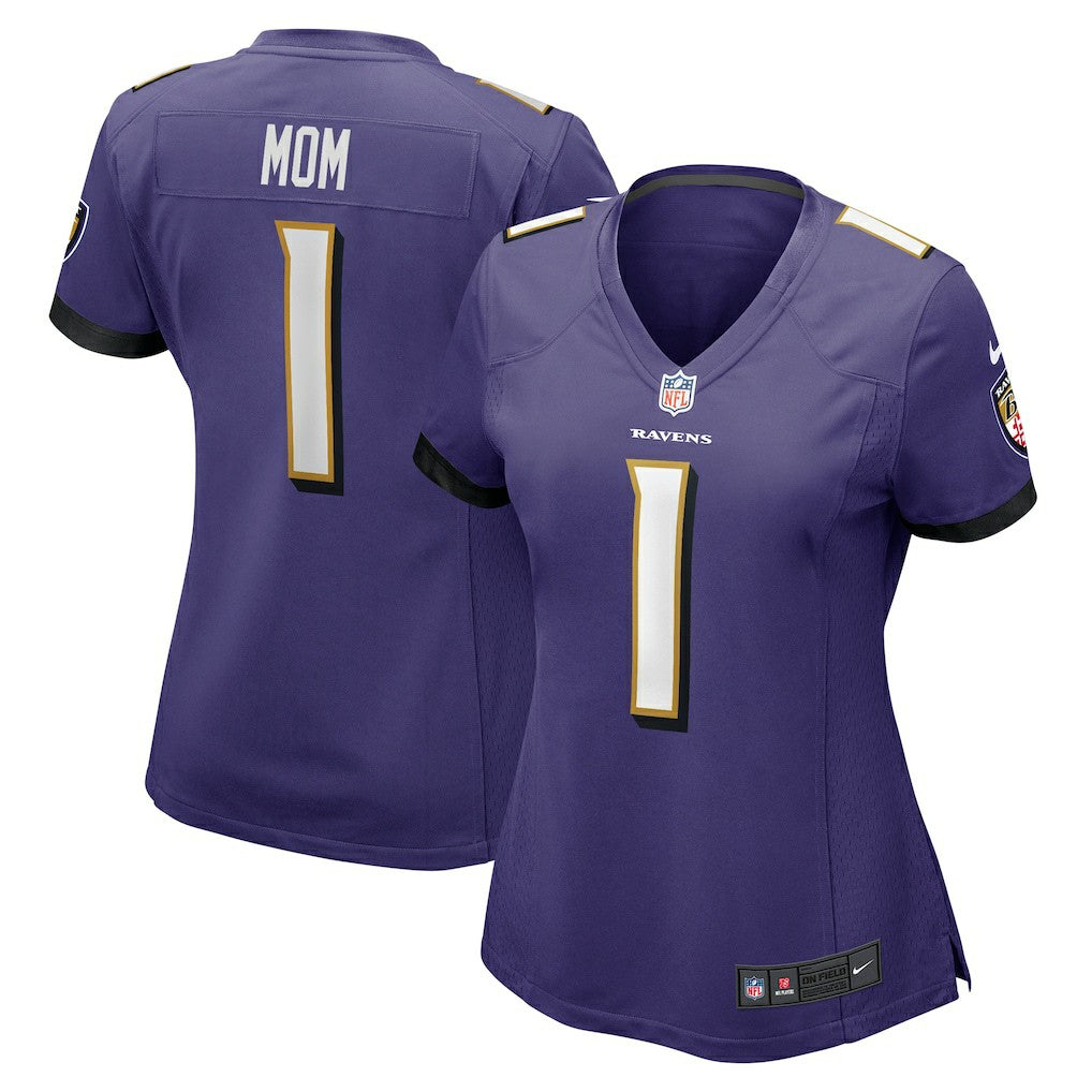 Number 1 Mom Baltimore Ravens Women's Game Jersey Purple