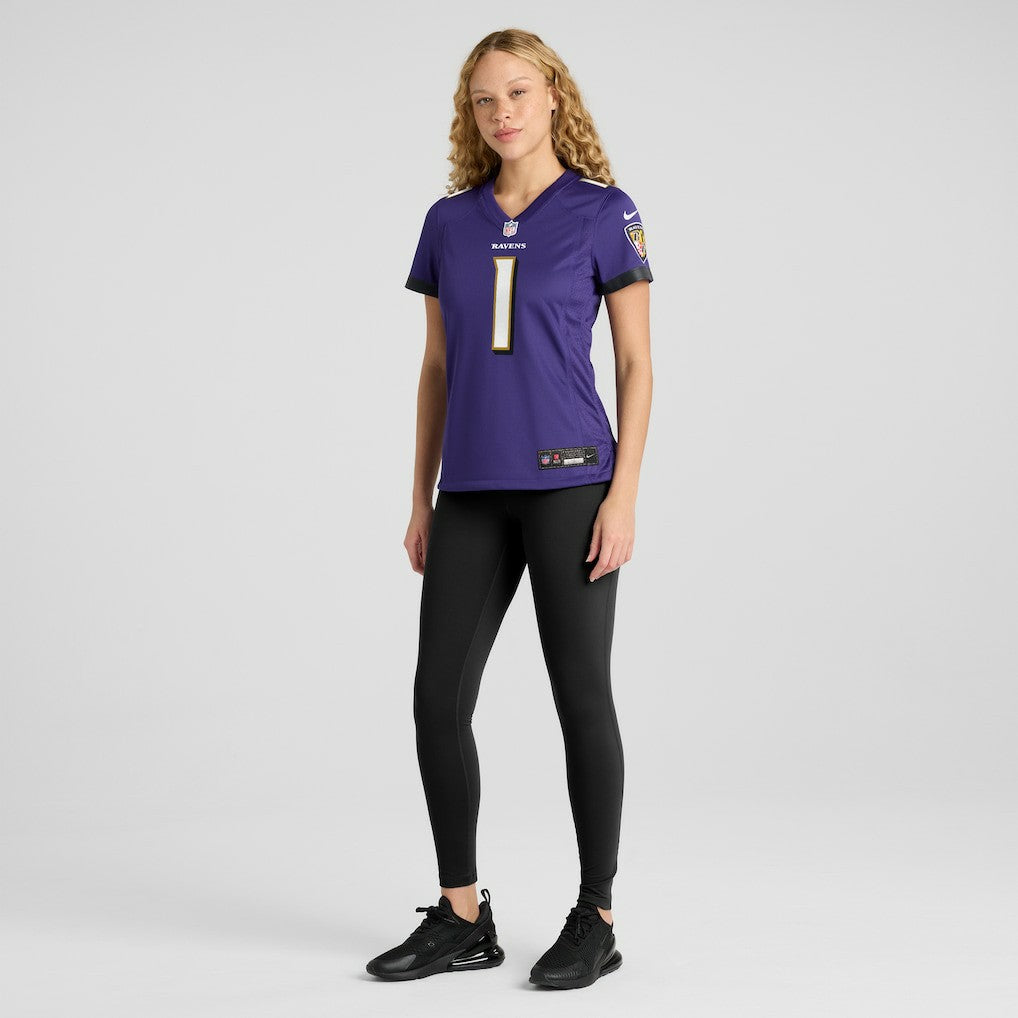 Number 1 Mom Baltimore Ravens Women's Game Jersey Purple
